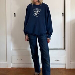 Vintage Penmans Sports Moosehead Lodge Quebec Canada Sweatshirt Navy Blue XXL
